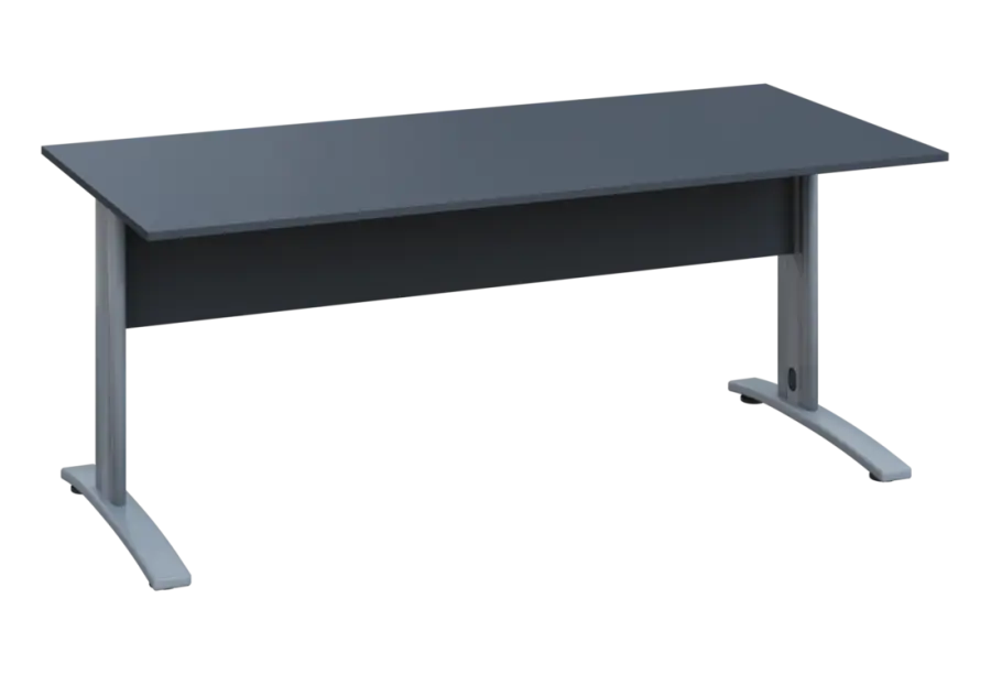 EPK 28 - 18 stůl kancelářský, kovová podnož stříbrná, deska 25 mm, široký 1800 mm, antracit